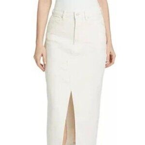 NWOT Good American Ivory Midi Denim Skirt Women 8